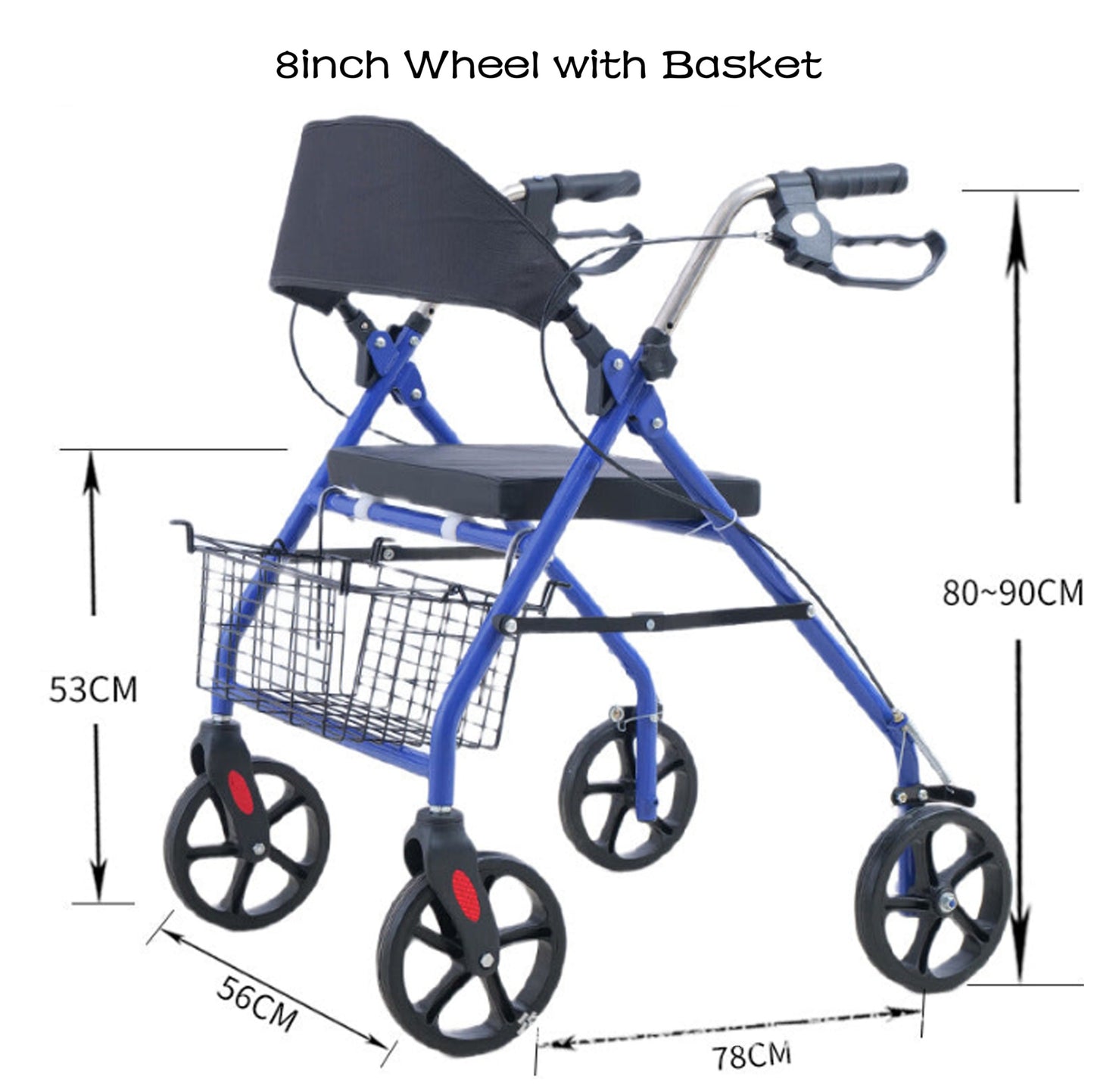 Foldable Elderly Rollator Walker with Seat and Basket - Free Shipping