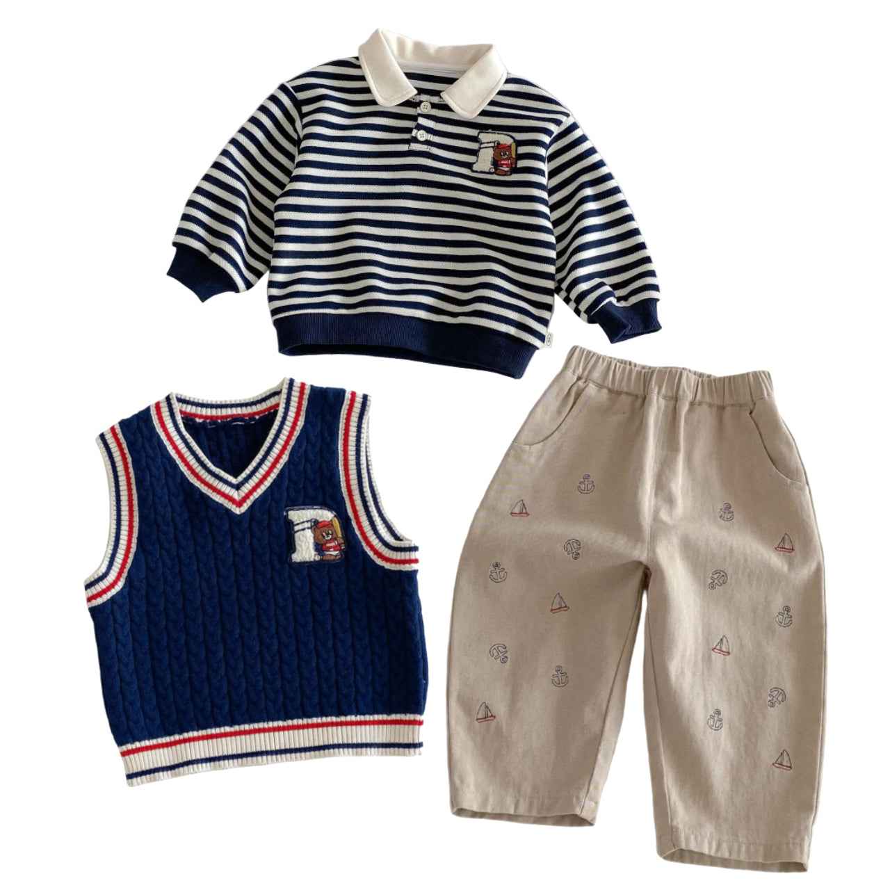 The Little Sailor Collection Kids 2Pcs & 3Pcs Outfit Set - itzy bitsy