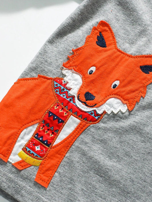 Fox Applique Long Sleeve Pullover - itzy bitsy
