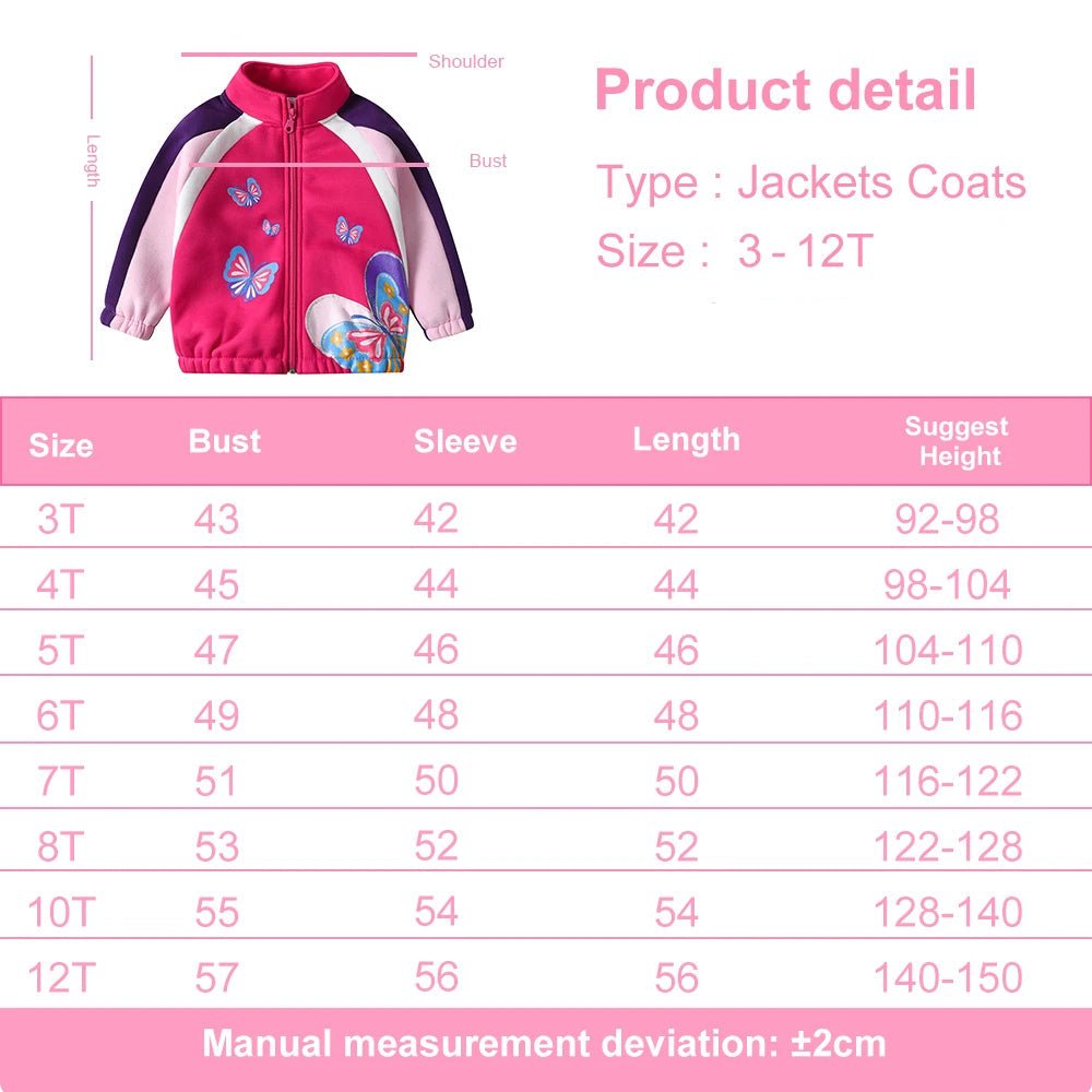 Girls Butterfly Printed Fleece Zipper Jacket - itzy bitsy