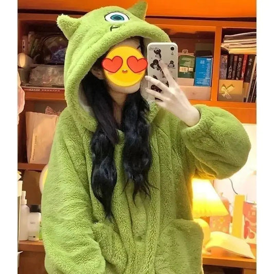 Mike Wazowski Coral Fleece Hooded Robe - itzy bitsy