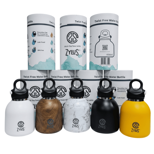 Kids Insulated Twist Free Water Bottle - White 400ml - itzy bitsy