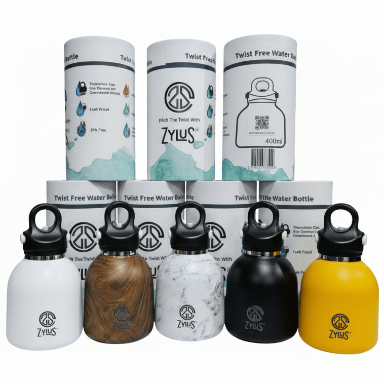 Kids Insulated Twist Free Water Bottle - White 400ml - itzy bitsy