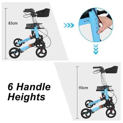 Folding Rollator Walker Aluminium Walking Frame Mobility Aid Adjustable Height - itzy bitsy