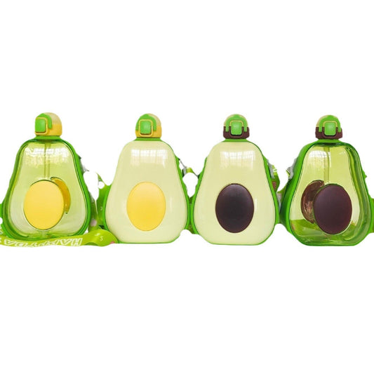 600mls Cute Avocado Straw Plastic Water Bottle - itzy bitsy