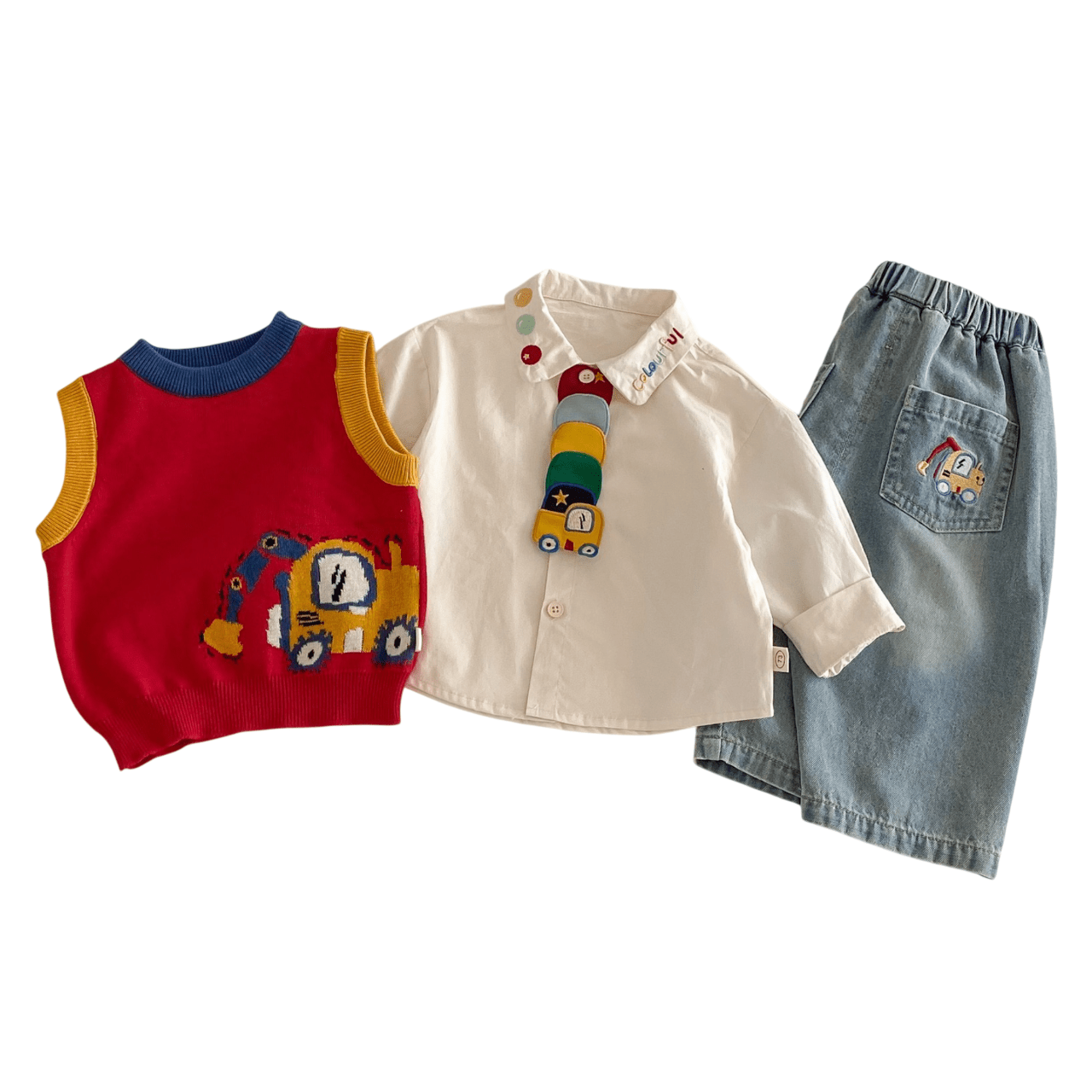 The Master Builder 3 Pcs Outfit Set with Tie - itzy bitsy
