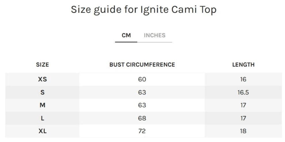 TEVEO Ignite Cami Top Activewear - itzy bitsy