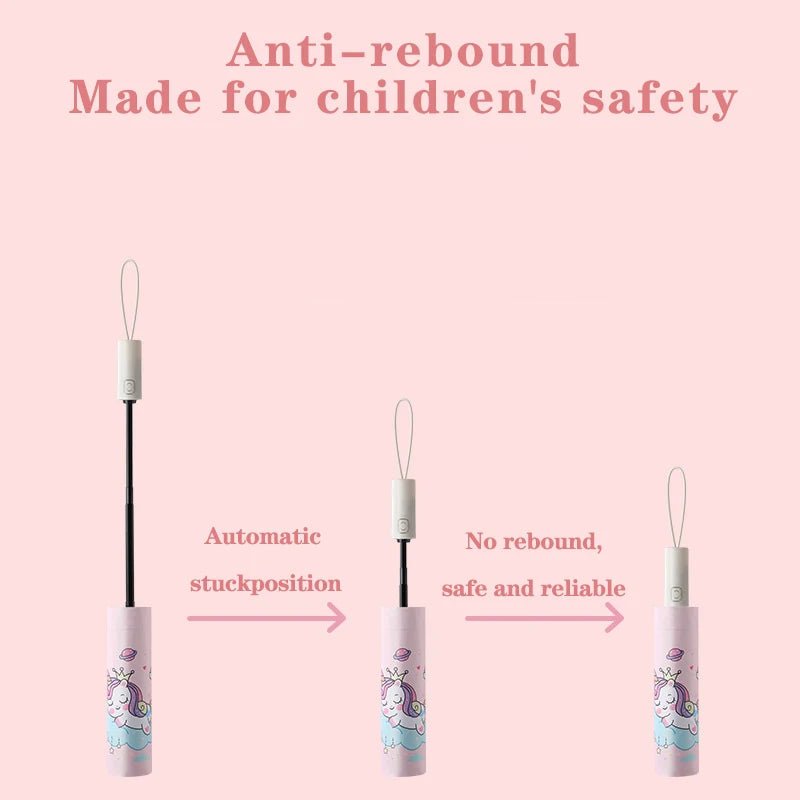 Three - folding Umbrella Automatic Pink Unicorn Umbrella - itzy bitsy