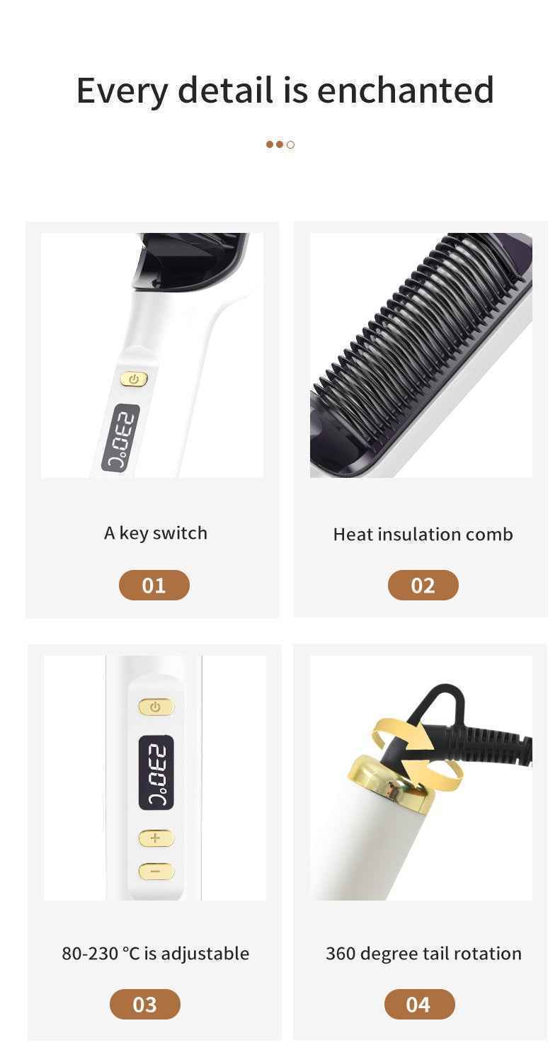 Pink Multifunctional Electric Hair Straightening Comb (Copy)