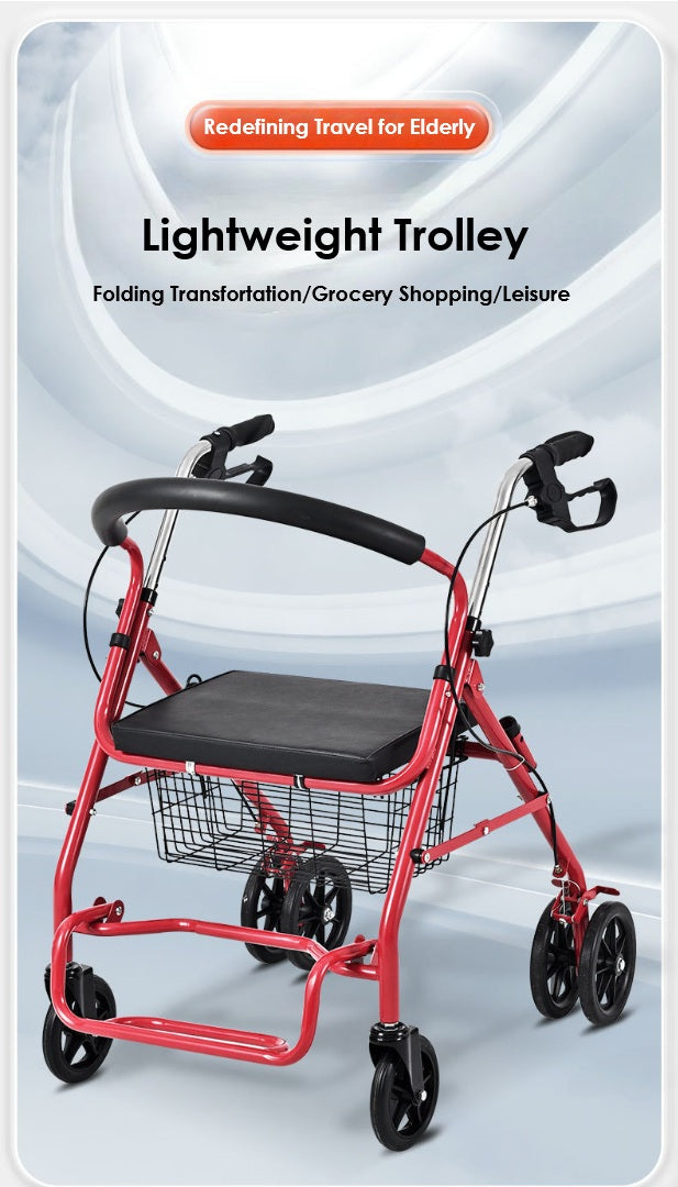 Reinforced four-wheel seat Mobility Walker/Shopping Cart
