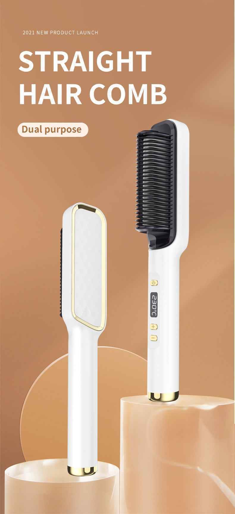 Pink Multifunctional Electric Hair Straightening Comb (Copy)