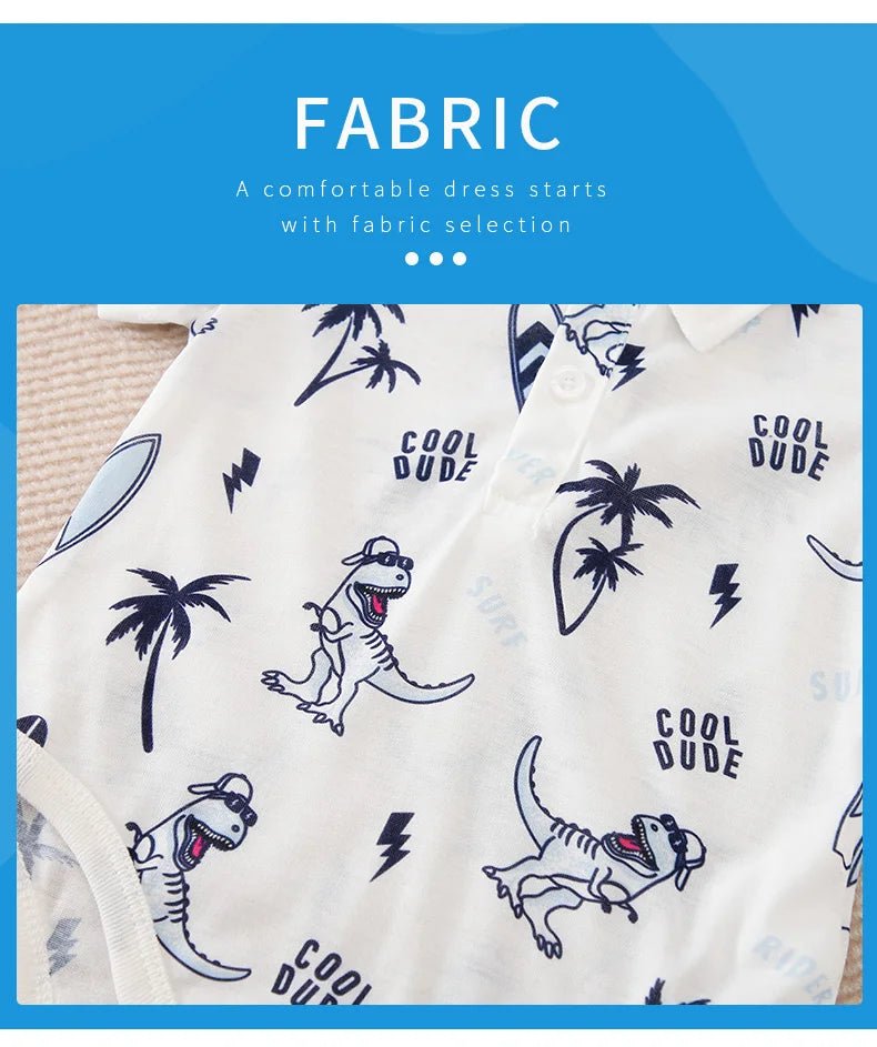 2 pcs Set Cute Dinosaur Comfortable Jumpsuit + Shorts - itzy bitsy