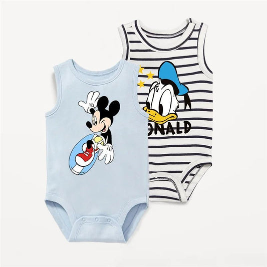 2Pcs Mickey Mouse Donald Duck Printed Summer Cute Bodysuits - itzy bitsy