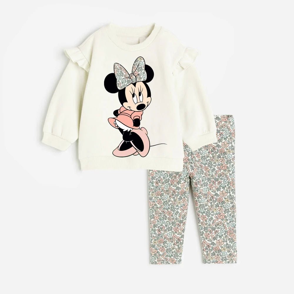 2Pcs Minnie Casual Printed Long Sleeved Top + Pants Outfits - itzy bitsy