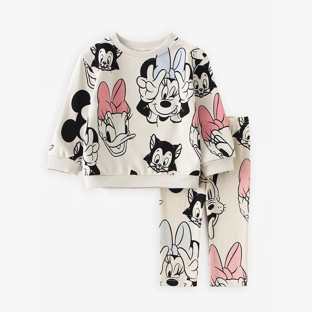 2Pcs Minnie Casual Printed Long Sleeved Top + Pants Outfits - itzy bitsy