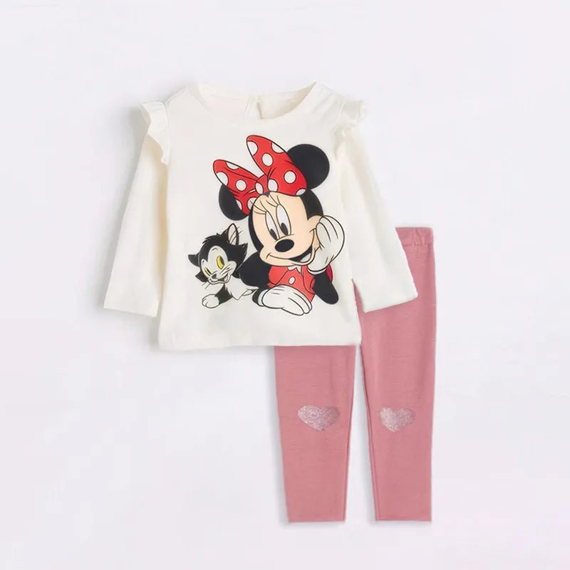 2Pcs Minnie Casual Printed Long Sleeved Top + Pants Outfits - itzy bitsy