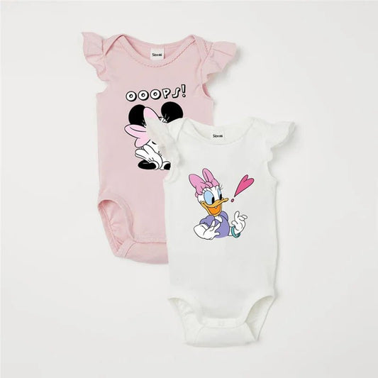 2Pcs Minnie Mouse & Daisy Duck Printed Summer Cute Bodysuits - itzy bitsy