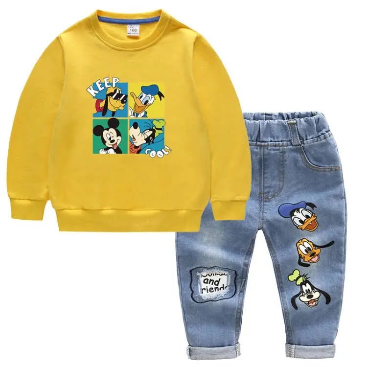 2pcs Set Mickey Mouse Long Sleeve Tops + Jeans Pants for Boys - itzy bitsy