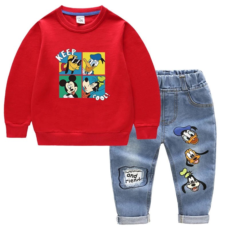 2pcs Set Mickey Mouse Long Sleeve Tops + Jeans Pants for Boys - itzy bitsy