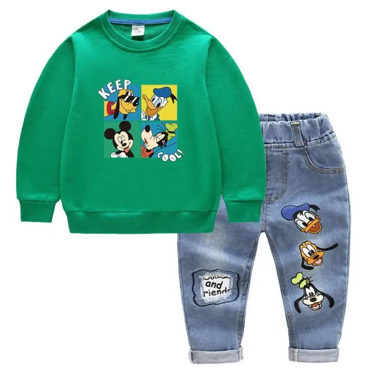2pcs Set Mickey Mouse Long Sleeve Tops + Jeans Pants for Boys - itzy bitsy