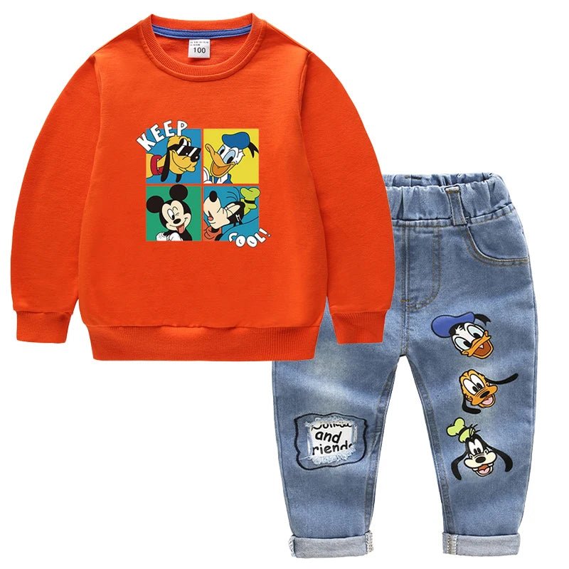 2pcs Set Mickey Mouse Long Sleeve Tops + Jeans Pants for Boys - itzy bitsy