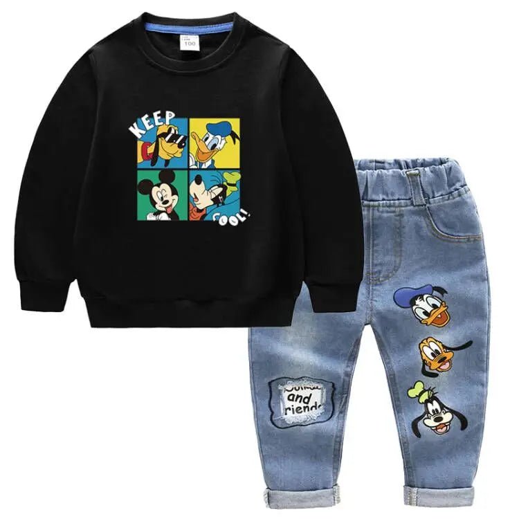 2pcs Set Mickey Mouse Long Sleeve Tops + Jeans Pants for Boys - itzy bitsy