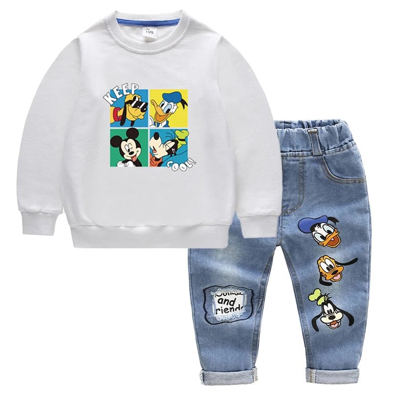 2pcs Set Mickey Mouse Long Sleeve Tops + Jeans Pants for Boys - itzy bitsy