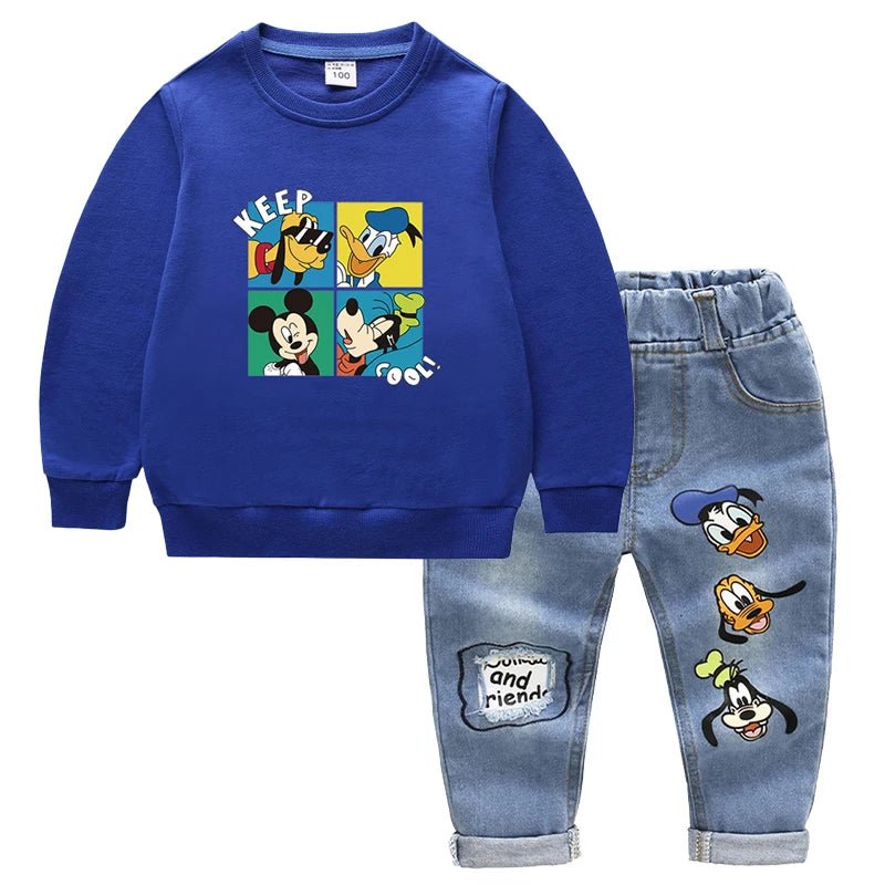 2pcs Set Mickey Mouse Long Sleeve Tops + Jeans Pants for Boys - itzy bitsy