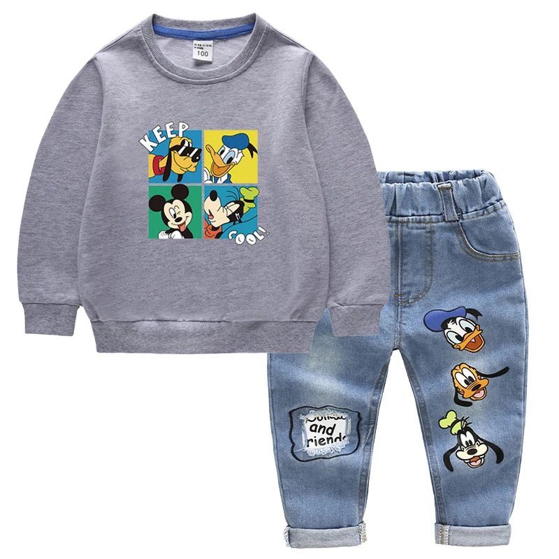 2pcs Set Mickey Mouse Long Sleeve Tops + Jeans Pants for Boys - itzy bitsy