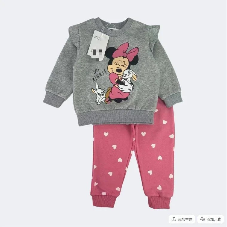2pcs Set Winter Clothes Long Sleeve Minnie Sweater + Thick Pants - itzy bitsy