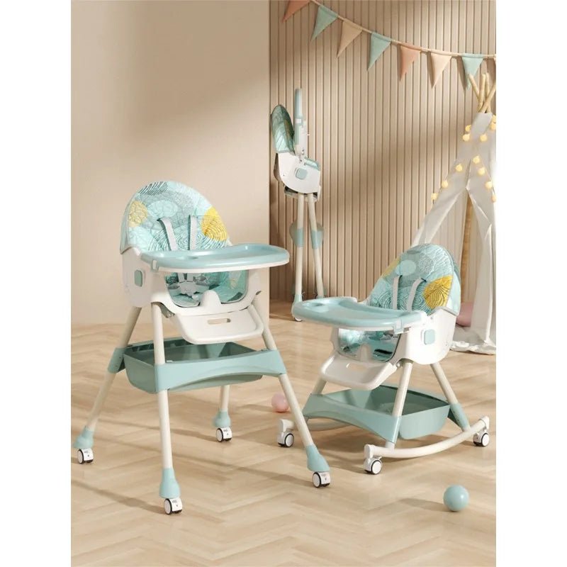 3 - in - 1 Convertible and Foldable Rocking High Chair with Lockable Wheels - itzy bitsy