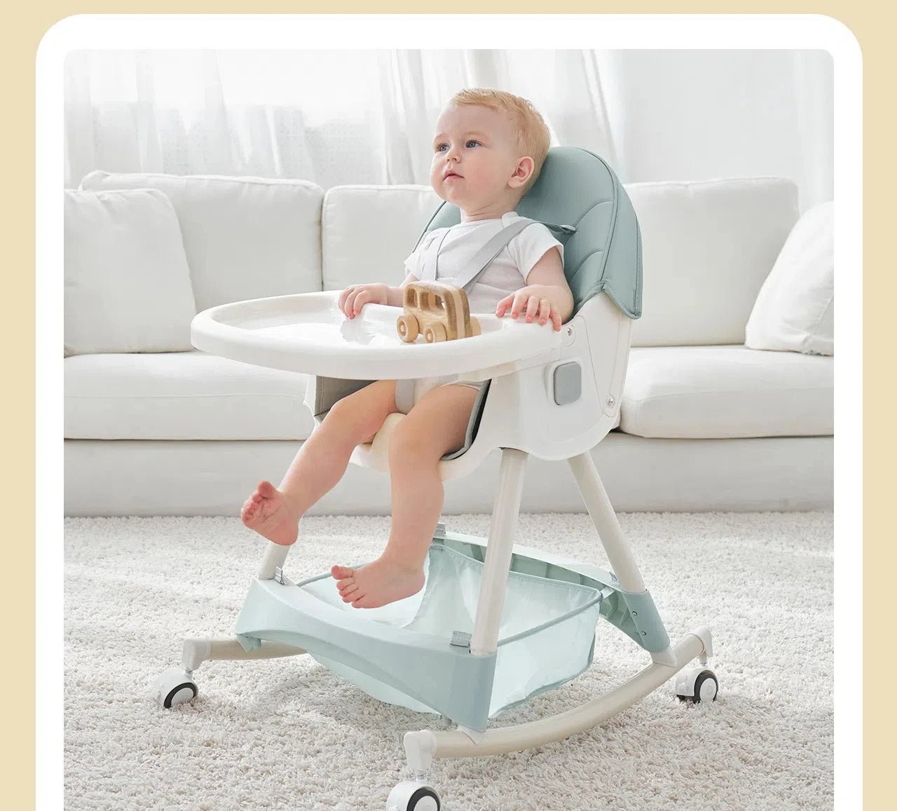 3 - in - 1 Convertible and Foldable Rocking High Chair with Lockable Wheels - itzy bitsy