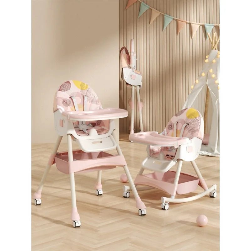 3 - in - 1 Convertible and Foldable Rocking High Chair with Lockable Wheels - itzy bitsy