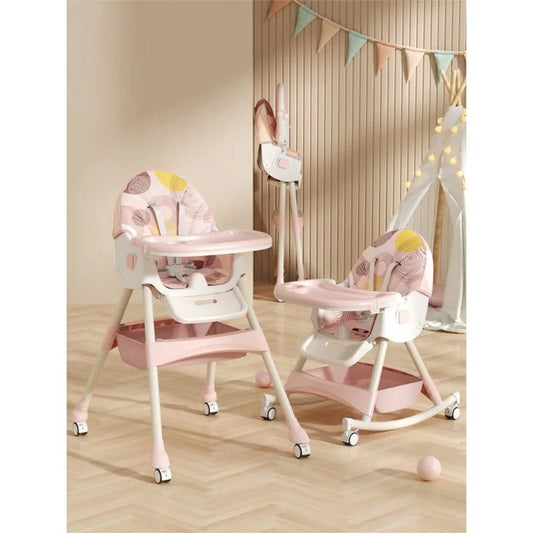 3 - in - 1 Convertible and Foldable Rocking High Chair with Lockable Wheels - itzy bitsy