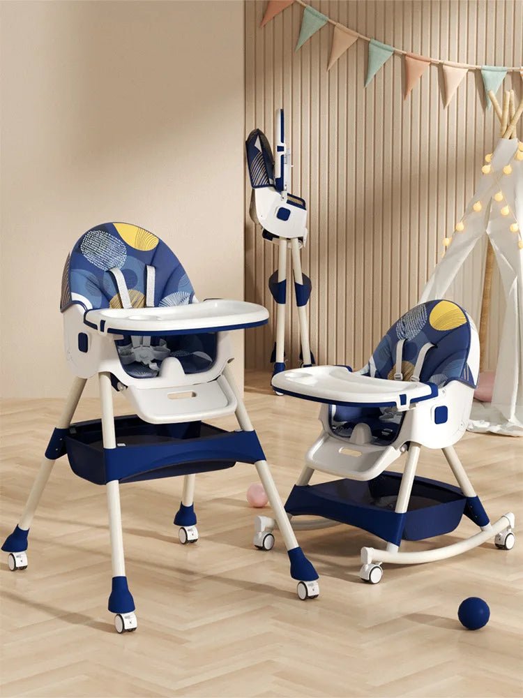 3 - in - 1 Convertible and Foldable Rocking High Chair with Lockable Wheels - itzy bitsy