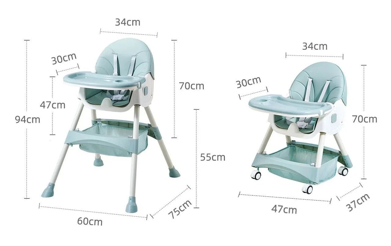 3 - in - 1 Convertible and Foldable Rocking High Chair with Lockable Wheels - itzy bitsy