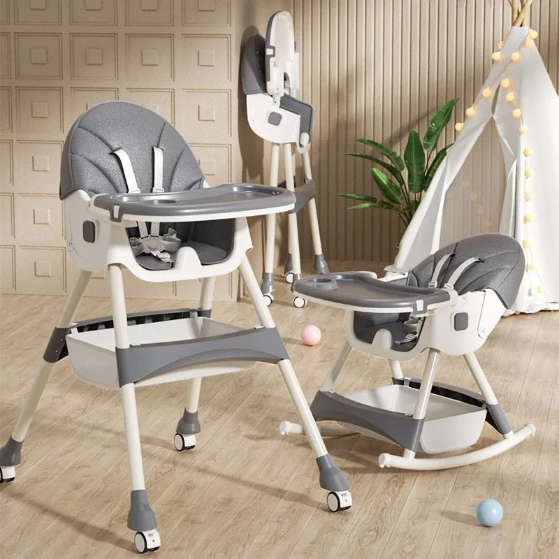 3 - in - 1 Convertible and Foldable Rocking High Chair with Lockable Wheels - itzy bitsy