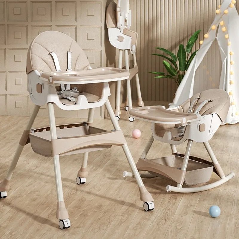 3 - in - 1 Convertible and Foldable Rocking High Chair with Lockable Wheels - itzy bitsy