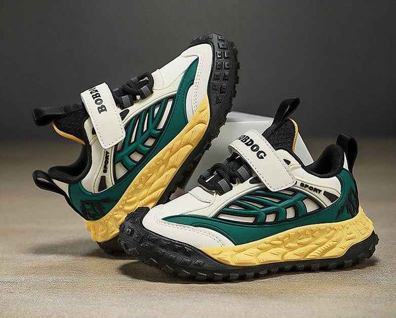 Green/Yellow Bobdog Lightweight Wear-Resistant Soft-Sole Casual Boy's Sneakers (Copy)