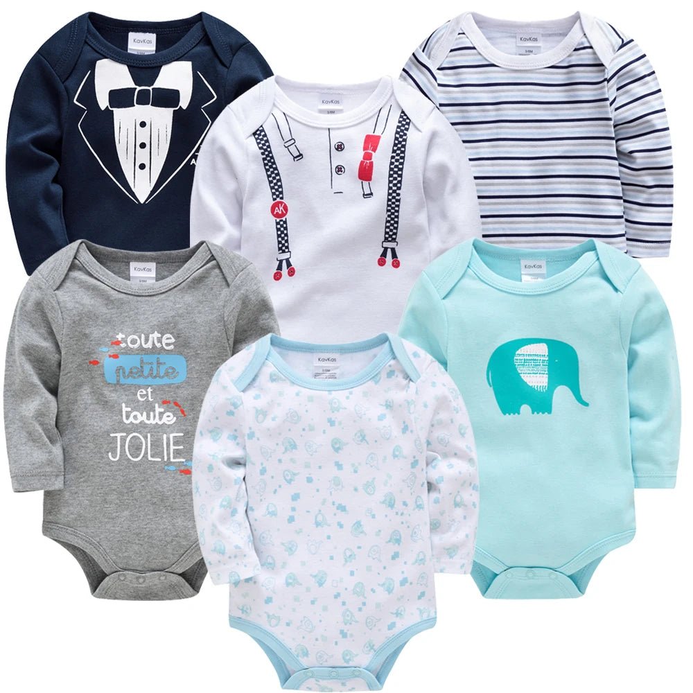 3pcs / 6pcs Set Baby Boy Long Sleeve Bodysuit - itzy bitsy