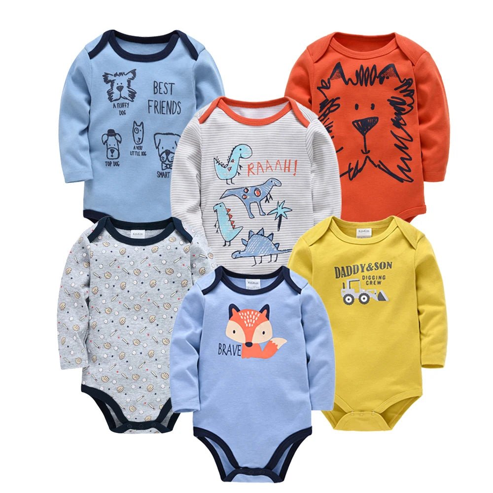3pcs / 6pcs Set Baby Boy Long Sleeve Bodysuit - itzy bitsy