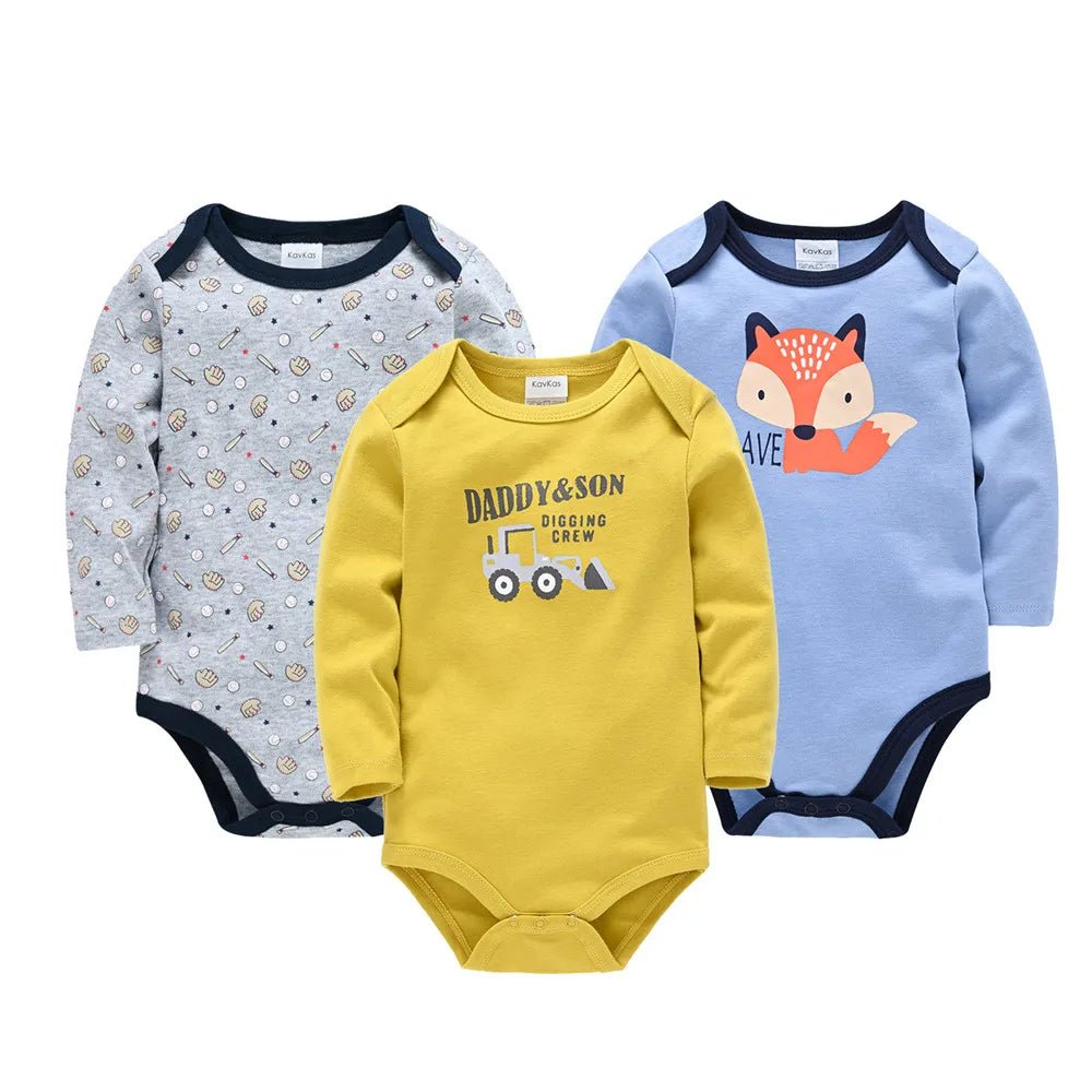 3pcs / 6pcs Set Baby Boy Long Sleeve Bodysuit - itzy bitsy