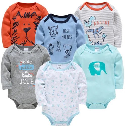 3pcs / 6pcs Set Baby Boy Long Sleeve Bodysuit - itzy bitsy