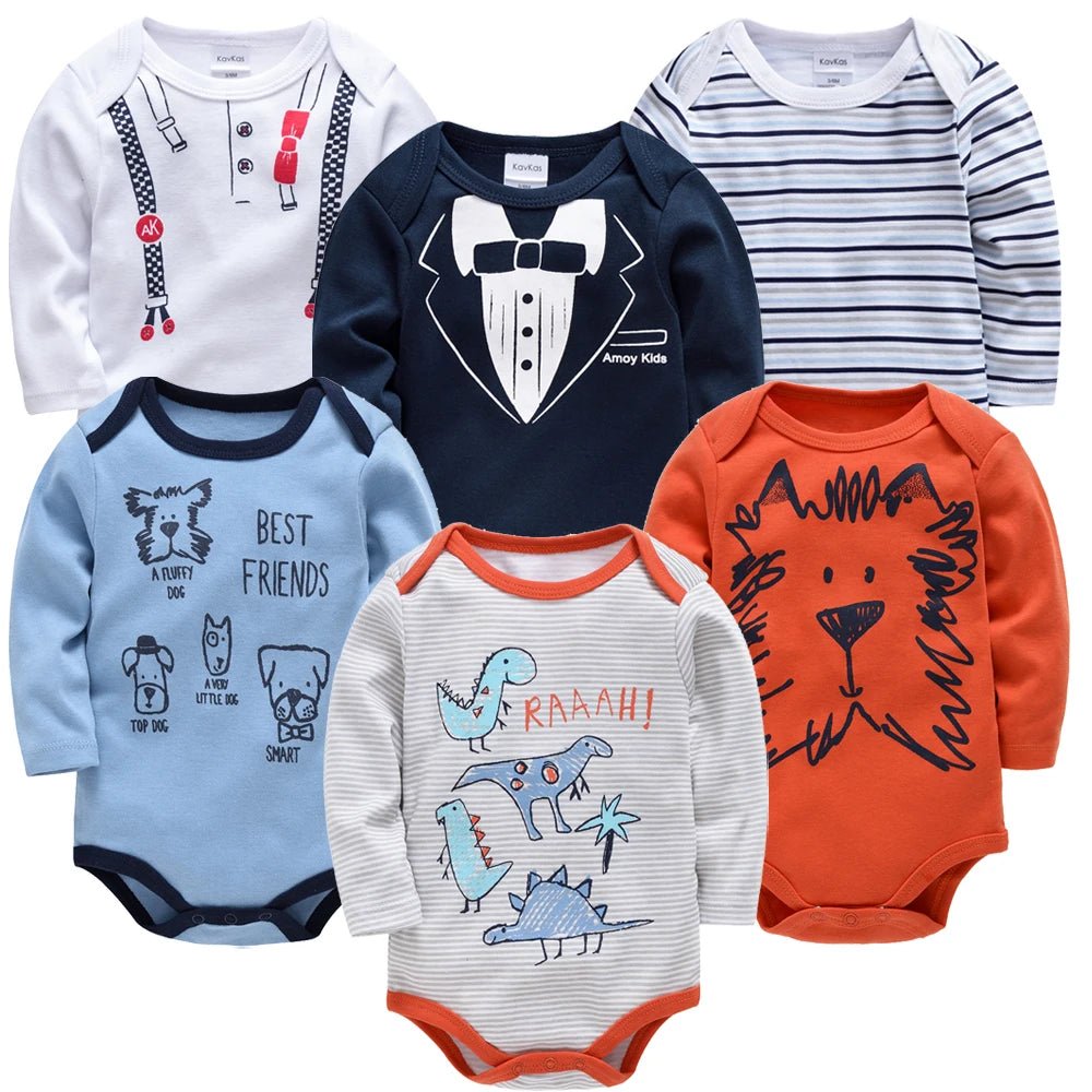 3pcs / 6pcs Set Baby Boy Long Sleeve Bodysuit - itzy bitsy