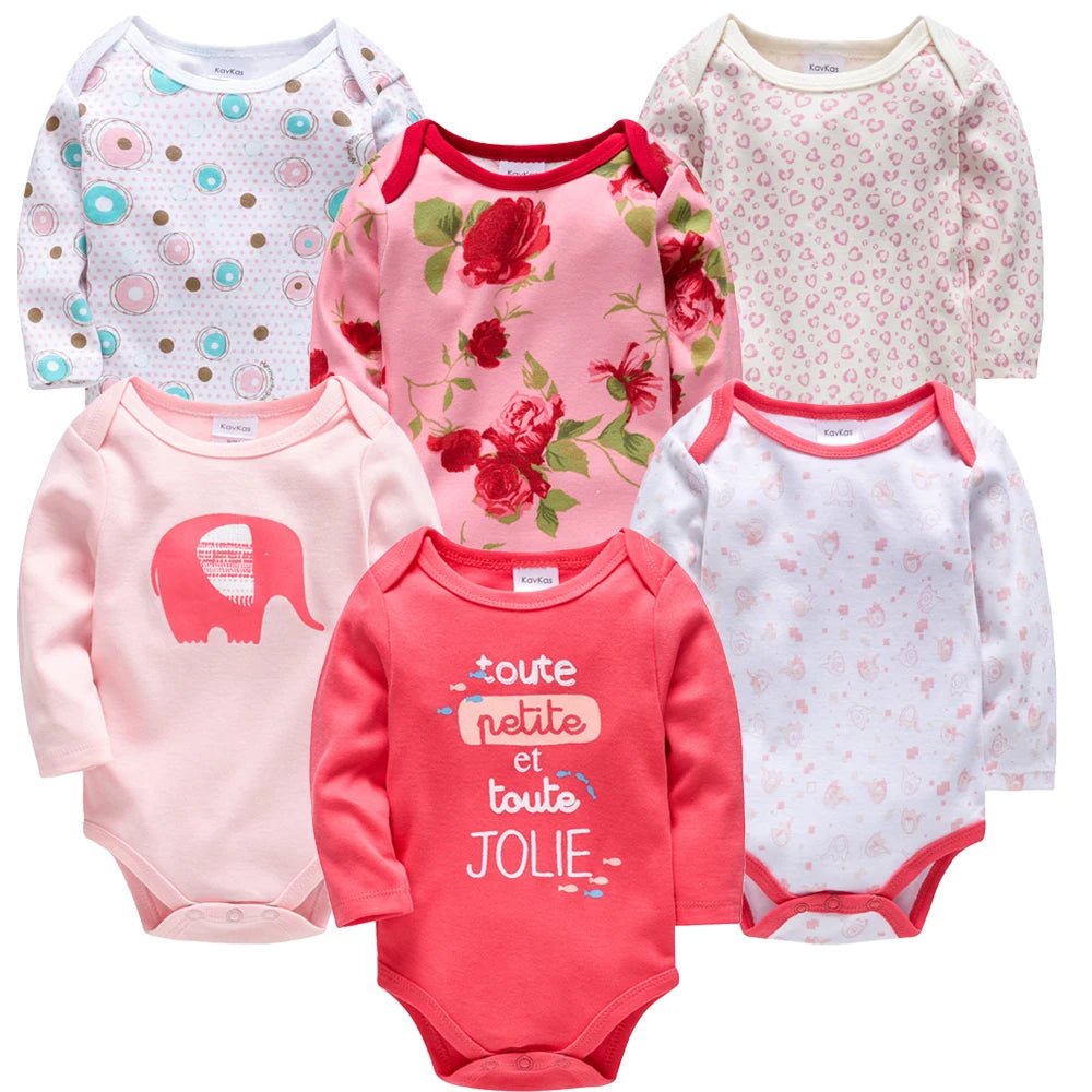 3pcs / 6pcs Set Baby Girl Long Sleeve Bodysuit - itzy bitsy