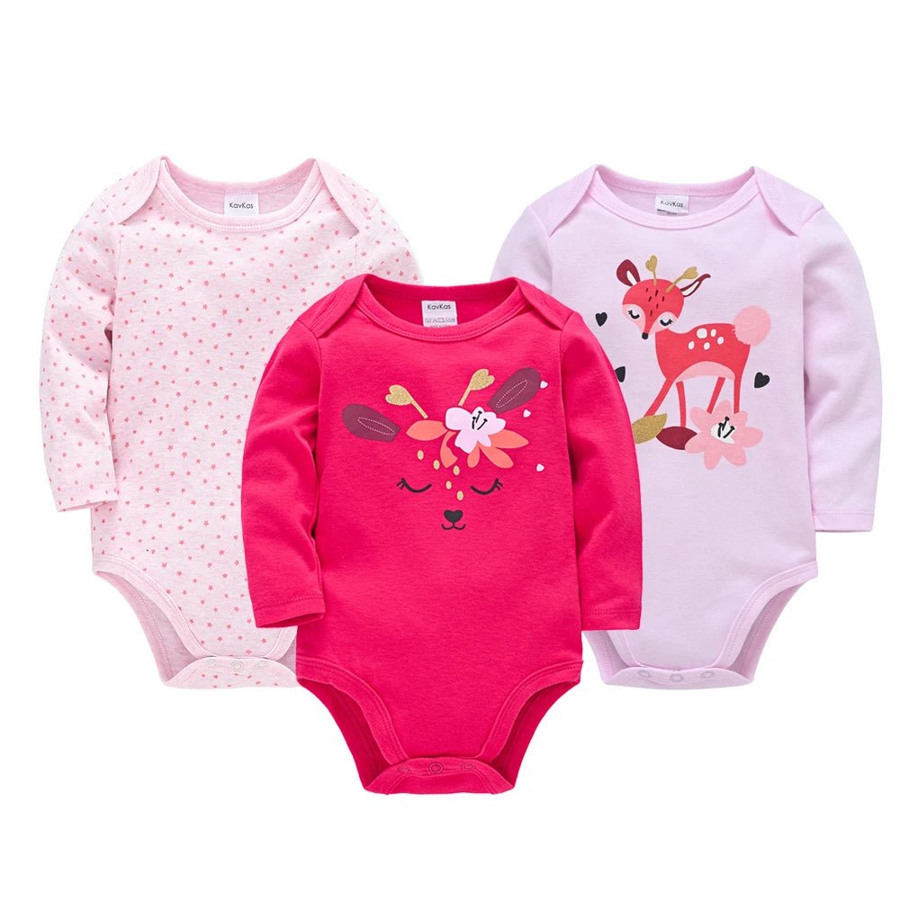 3pcs / 6pcs Set Baby Girl Long Sleeve Bodysuit - itzy bitsy