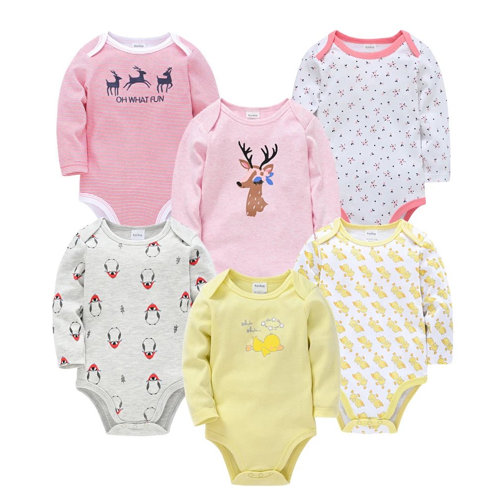 3pcs / 6pcs Set Baby Girl Long Sleeve Bodysuit - itzy bitsy