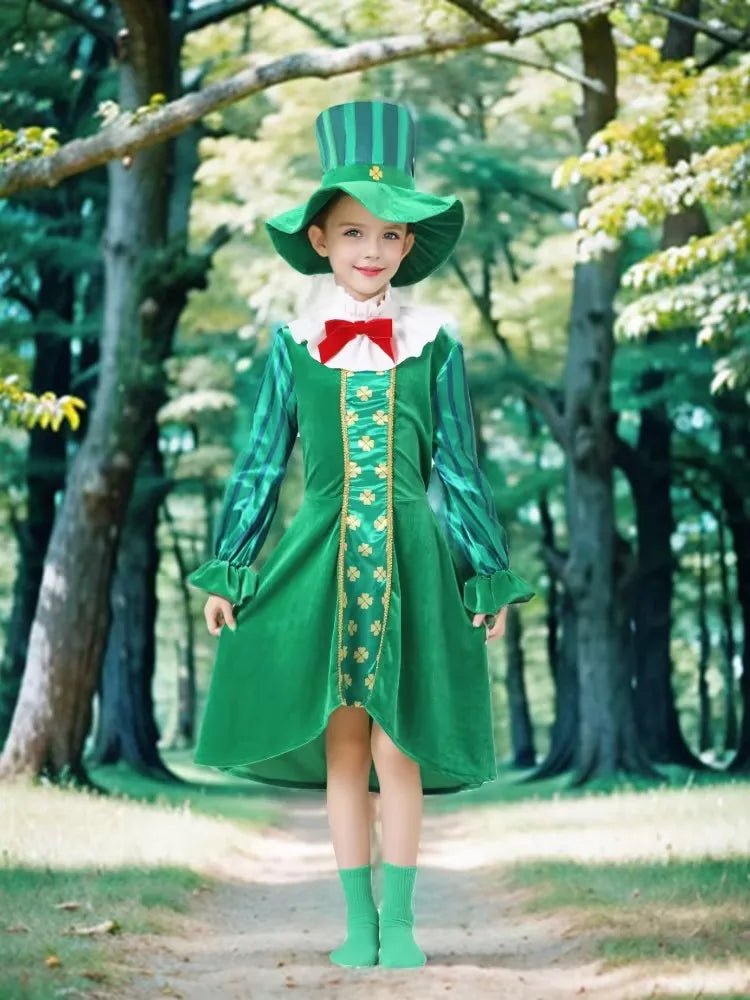 3pcs Irish Leprechaun Green Fancy Outfit St Patrick's Day Party Costume Set - itzy bitsy