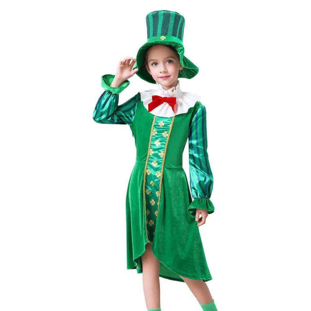 3pcs Irish Leprechaun Green Fancy Outfit St Patrick's Day Party Costume Set - itzy bitsy
