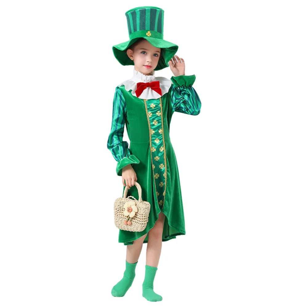 3pcs Irish Leprechaun Green Fancy Outfit St Patrick's Day Party Costume Set - itzy bitsy